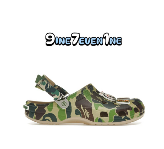 CROCS CLASSIC CLOG A BATHING APE ABC CAMO GREEN