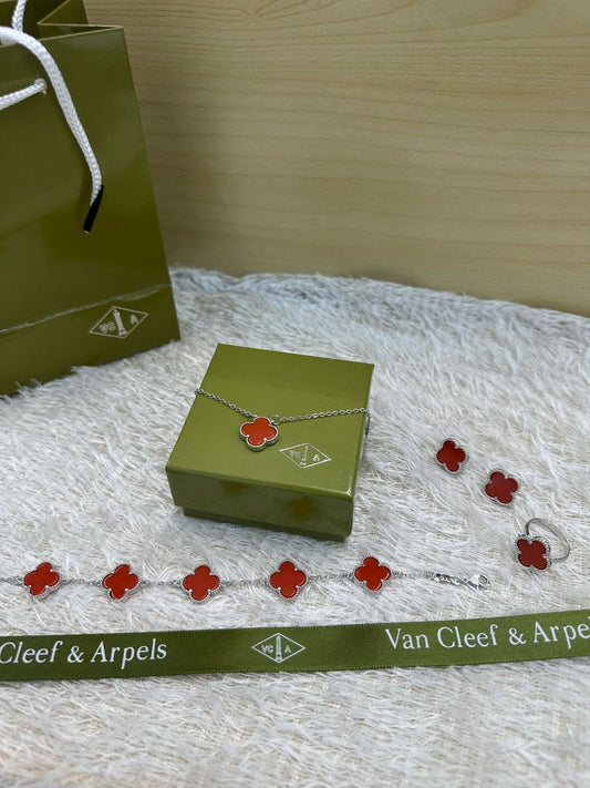 Van cleef & Arpels Set Silver | Necklace | Bracelet | Ring (free size) | Earing