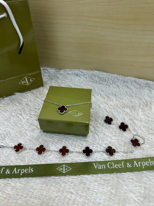 Van cleef & Arpels Set Silver | Necklace | Bracelet | Ring (free size) | Earing