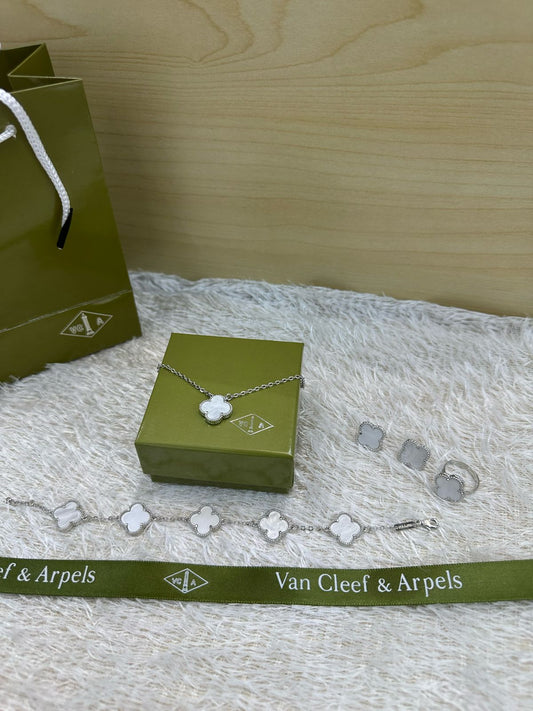 Van cleef & Arpels Set Silver | Necklace | Bracelet | Ring (free size) | Earing