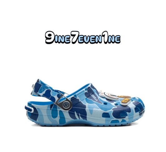 CROCS CLASSIC CLOG A BATHING APE ABC CAMO BLUE - 9ine7even1ne
